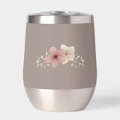 Taupe and Pink Floral Stainless Wine Glass (正面)