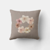 Taupe and Pink Floral Throw Pillow クッション (裏面)