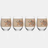 Taupe and Rust Autumn Leaf Thanksgiving Wine Glass ステムなしワイングラス (正面)
