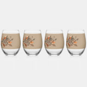 Taupe and Rust Autumn Leaf Thanksgiving Wine Glass ステムなしワイングラス (裏面)