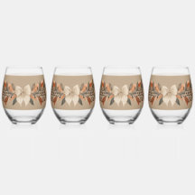 Taupe and Rust Autumn Leaf Thanksgiving Wine Glass