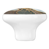 Taupe and teal Marble Tree of life セラミックノブ (側面)