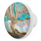 Taupe and teal Marble Tree of life セラミックノブ (右)