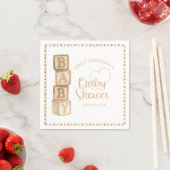 Taupe Baby Blocks Baby Shower Napkins スタンダードカクテルナプキン (インサイチュ)