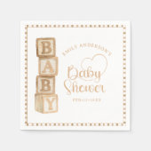 Taupe Baby Blocks Baby Shower Napkins スタンダードカクテルナプキン (正面)