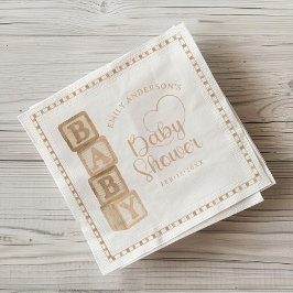 Taupe Baby Blocks Baby Shower Napkins スタンダードカクテルナプキン