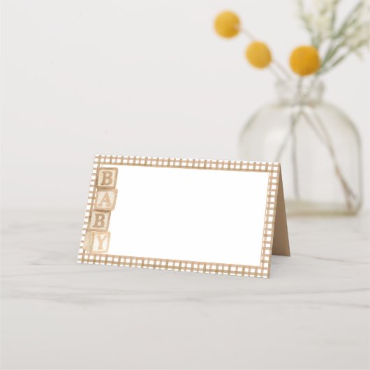 Taupe Baby Blocks Blank Food Labels & Place Cards プレイスカード (正面)