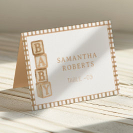 Taupe Baby Blocks Editable Tent Cards | Place Card テーブルナンバー