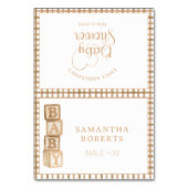 Taupe Baby Blocks Editable Tent Cards | Place Card テーブルナンバー (正面)