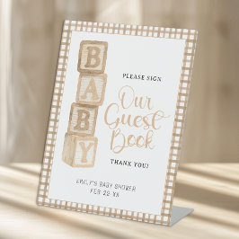 Taupe Baby Blocks Please Sign Our Guest Book Sign 台座サイン