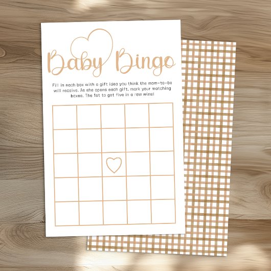 Taupe Baby Shower Bingo Game Card チラシ