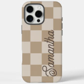 Taupe Beigeチェッカースクリプト名 Case-Mate iPhoneケース (裏面)