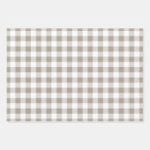 Taupe Beige白い格子模様 ラッピングペーパーシート (正面3)