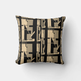 Taupe Beige黒南西の大きなモザイクに見える クッション