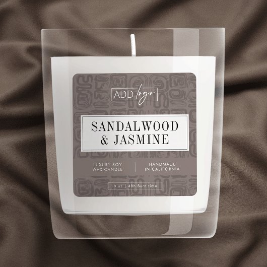 Taupe Beige Boho Wax Melts Candle Jar Product スクエアシール