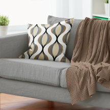 Taupe Beige Tan Gray White Black Ogee Waves