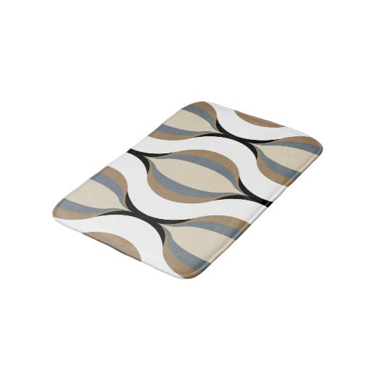 Taupe Beige Tan Gray White Black Ogee Waves バスマット (アングル)