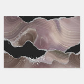 Taupe & Black Agate with Silverグリッター ラッピングペーパーシート (正面3)