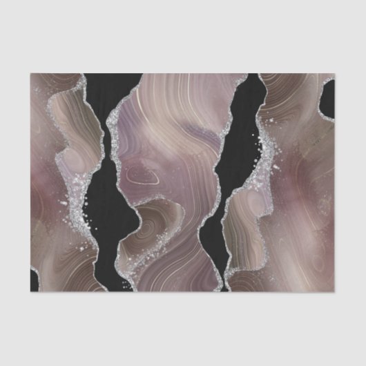 Taupe & Black Agate with SilverグリッターGeode 薄葉紙 (正面)