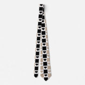 Taupe、Black、Whiteの格子縞ハート ネクタイ (裏面)