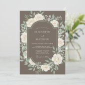 Taupe Blooming Floral Romance Wedding 招待状 (スタンド正面)