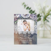 Taupe、Blue、およびMaroonのフローラ素朴が日付を保存 案内ポストカード (スタンド正面)