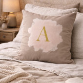 Taupe Blush Monogram Throw Pillow クッション