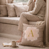 Taupe Blush Monogram Throw Pillow クッション