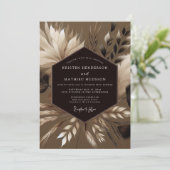 Taupe Bohemian Pampas Wedding 招待状 (スタンド正面)