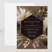 Taupe Bohemian Pampas Wedding 招待状 (正面/裏面)
