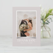 Taupe Bold Typography Photo Frame Wedding Thank Yo 招待状 (スタンド正面)