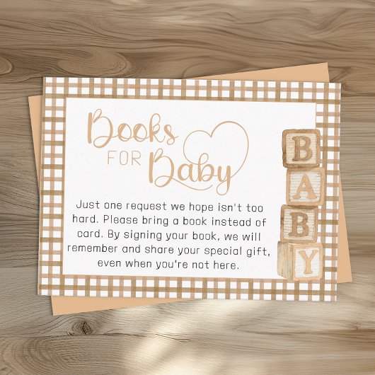 Taupe Books for Baby Card | Baby Shower Insert エンクロージャーカード