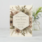 Taupe Botanical Autumn Romance Wedding 招待状 (スタンド正面)
