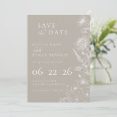 Taupe Botanical Minimal Wedding Save the Date (スタンド正面)