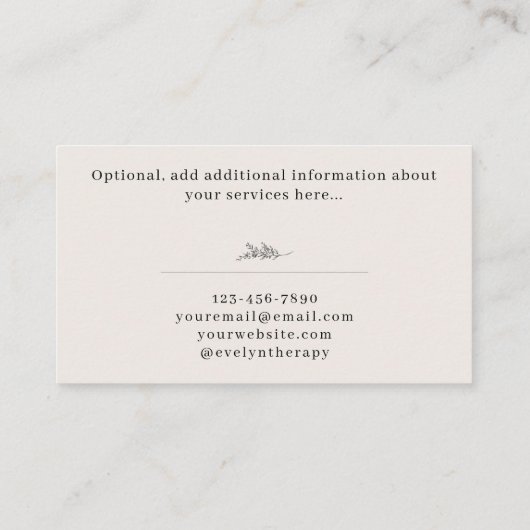 Taupe Botanical Simple Modern 名刺 (裏面)