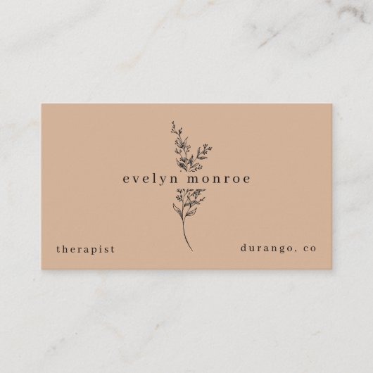 Taupe Botanical Simple Modern 名刺 (正面)