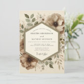 Taupe Botanical Woodland Wedding 招待状 (スタンド正面)