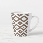 Taupe brown and white diamond pattern カフェラテマグ (右)