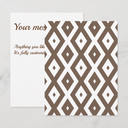 Taupe brown and white diamond pattern 出欠カード (正面/裏面)