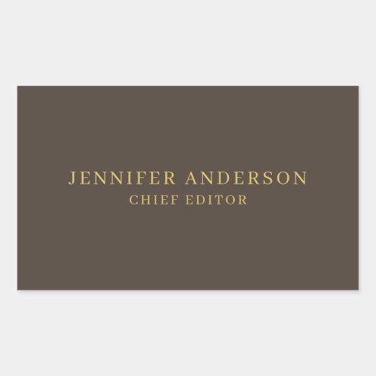 Taupe Brown & Gold Color Professional Modern Plain 長方形シール (正面)