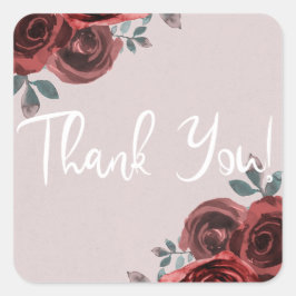 Taupe Burgundy Waterカラーバラ緑結婚色 スクエアシール