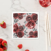 Taupe Burgundy Waterカラーバラ緑結婚色 スタンダードカクテルナプキン (インサイチュ)