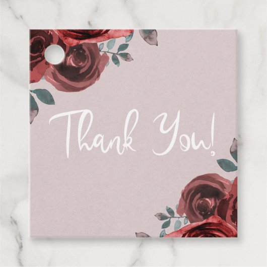 Taupe Burgundy Waterカラーバラ緑結婚色 フェイバータグ (正面)