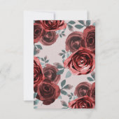 Taupe Burgundy Waterカラーバラ緑結婚色 出欠カード (裏面)