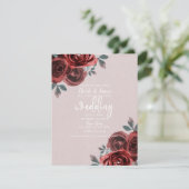 Taupe Burgundy Waterカラーバラ緑結婚色 招待状 (スタンド正面)