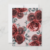 Taupe Burgundy Waterカラーバラ緑結婚色 招待状 (裏面)