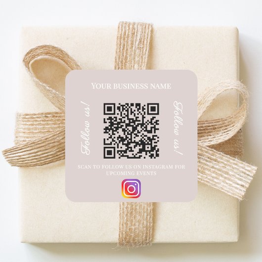 Taupe business name qr code instagram スクエアシール