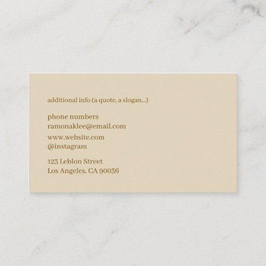 Taupe Cleanモノグラム旅行 名刺 (裏面)