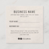 Taupe Creamサロンフレンド紹介カードを参照 スクエア名刺 (裏面)