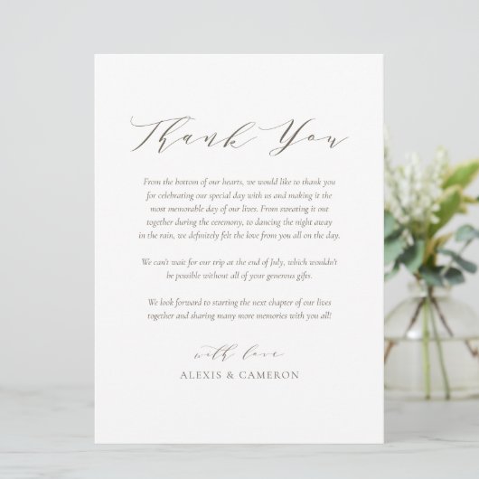 Taupe Dainyスクリプト結婚のサンキューカード プログラム (スタンド正面)